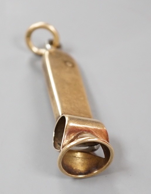 An Edwardian 15ct gold mounted cigar cutter, London, 1902, 45mm.